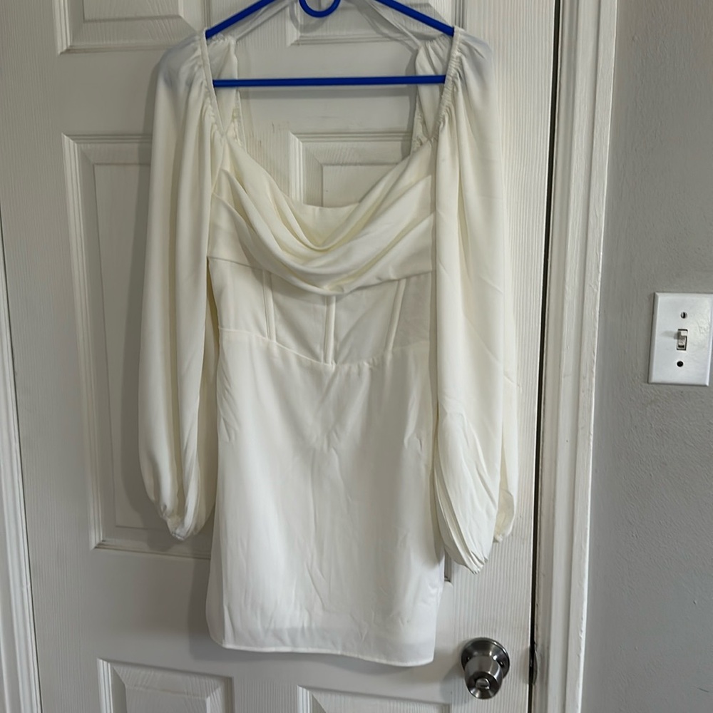LILLIE LONG SLEEVE MINI DRESS WHITE